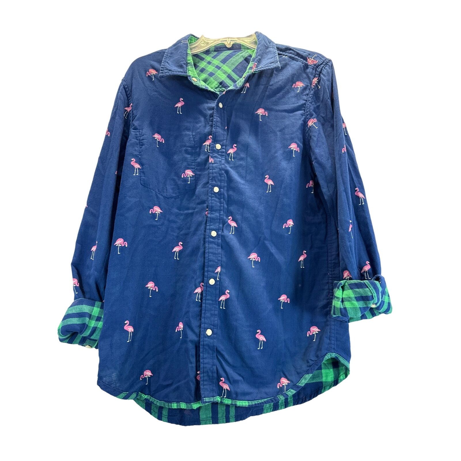 Chubbies Chubbies Grn Plaid Blue Flamingo Pearl Snaps Shirt men sz M Size US M / EU 48-50 / 2 - 6 Thumbnail
