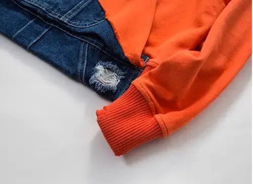 Other 2020S/S Simple Blue Japan Orange Denim Patchwork Hoodie Size US M / EU 48-50 / 2 - 4 Thumbnail
