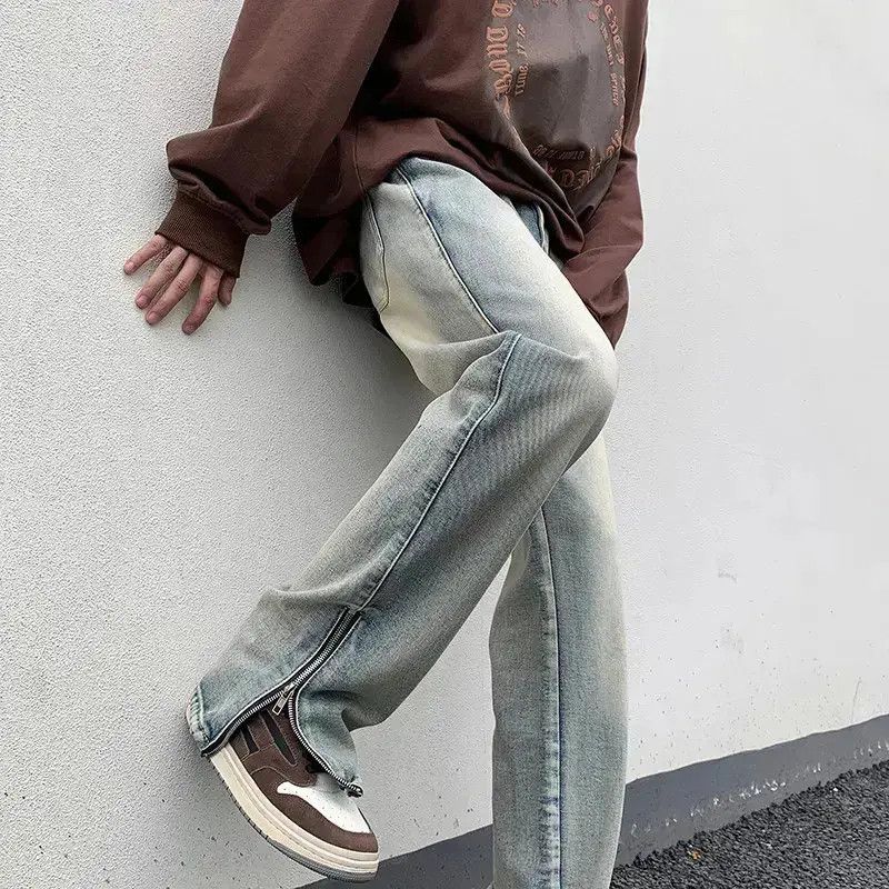 Japanese Brand Vintage zipper slit loose straight leg jeans Size US 32 / EU 48 - 2 Thumbnail