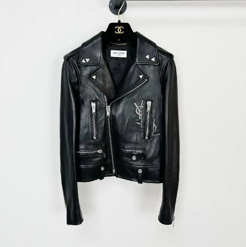 Yves Saint Laurent YSL Black Leather Women's Jacket Size S 0089 Size S / US 4 / IT 40 - 1 Thumbnail