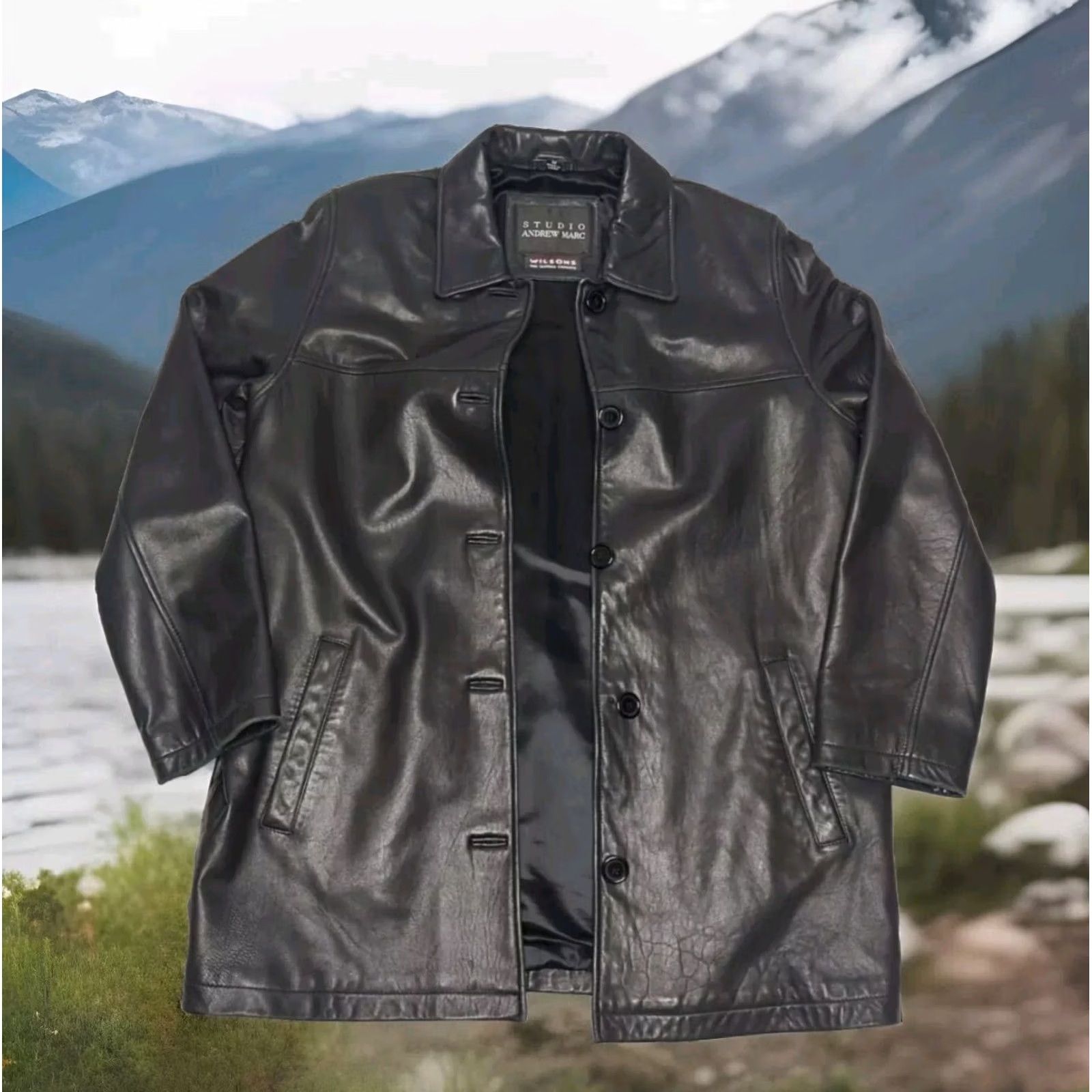 Andrew Marc Andrew Marc Studio Butter Soft Lamb Leather Jacket Mid-Length Overcoat Black Mens Medium Size US M / EU 48-50 / 2 - 2 Thumbnail