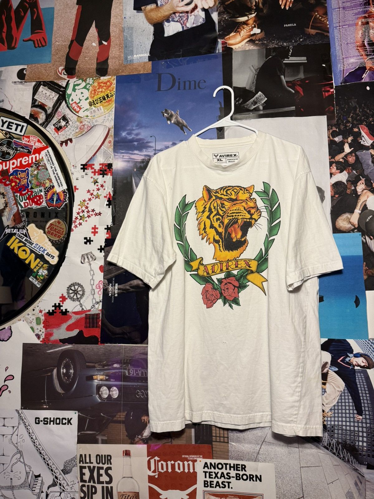 Avirex AVIREX tiger graphic tee XL white y2k rhinestone stud crest Size US XL / EU 56 / 4 - 10 Thumbnail