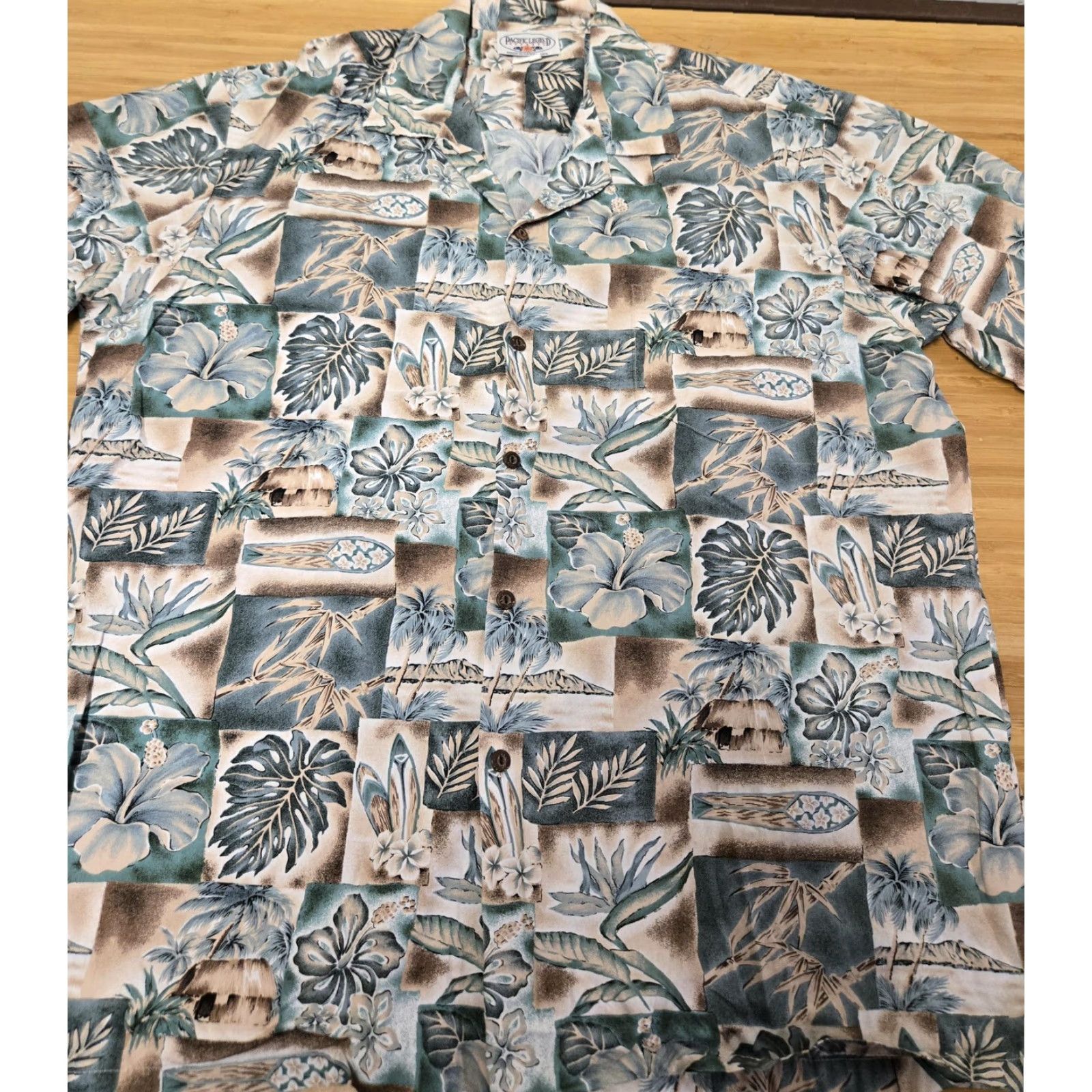 Vintage Pacific Legend Shirt Mens XL Blue Hawaiian Aloha Tropical Button Up Made USA Size US XL / EU 56 / 4 - 3 Thumbnail
