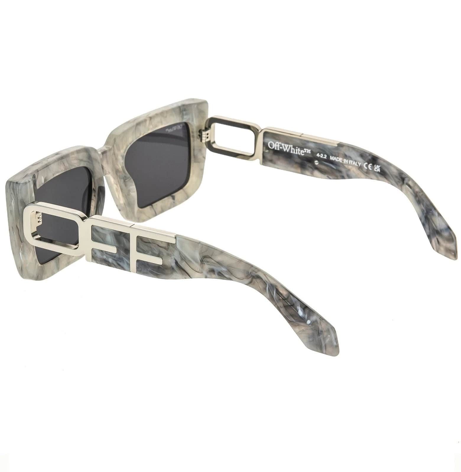 Off-White OFF-WHITE 073 OERI073 Gray Marble BOSTON Logo Sunglasses Size ONE SIZE - 3 Thumbnail