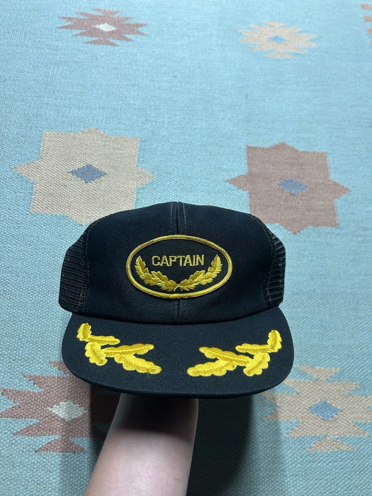 Vintage Vintage trucker hat mesh captain patch gold leaf USN navy Size ONE SIZE - 2 Thumbnail