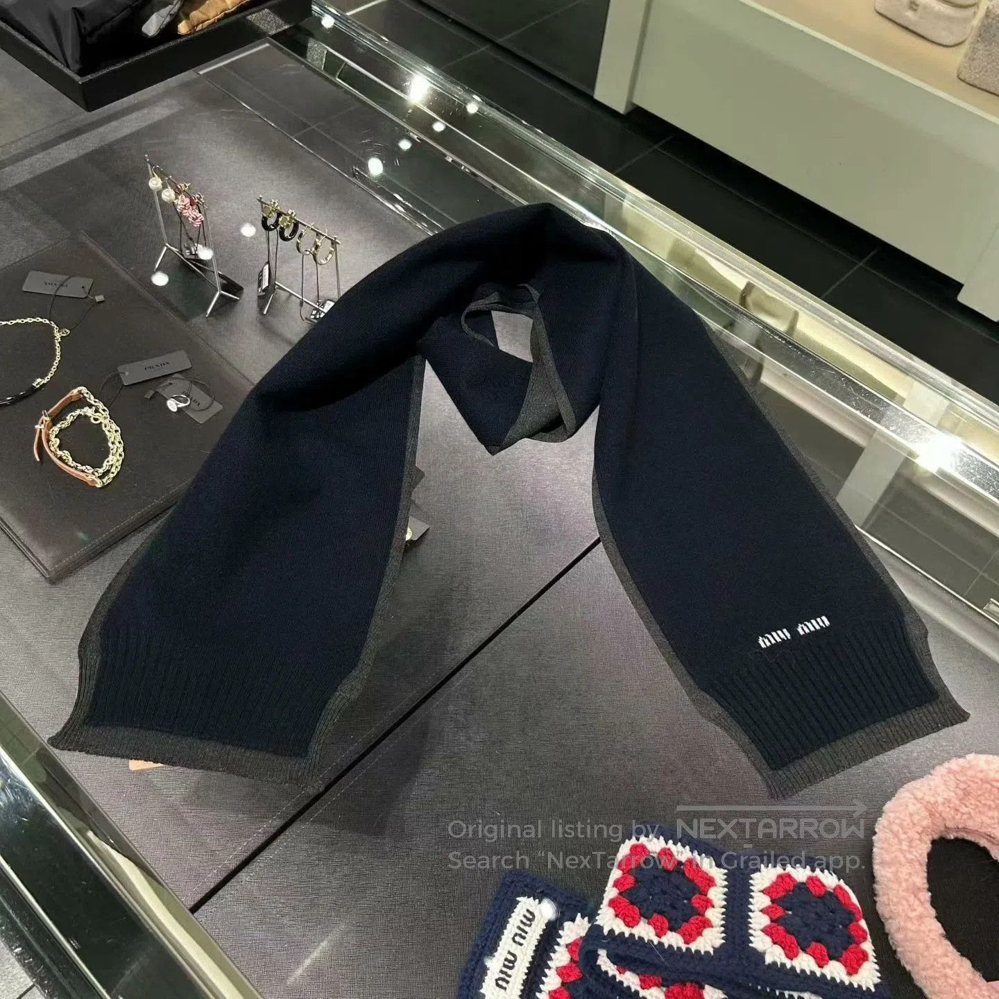 Miu Miu MiuMiu Double Layer Cashmere Silk Scarf. Size ONE SIZE - 3 Thumbnail