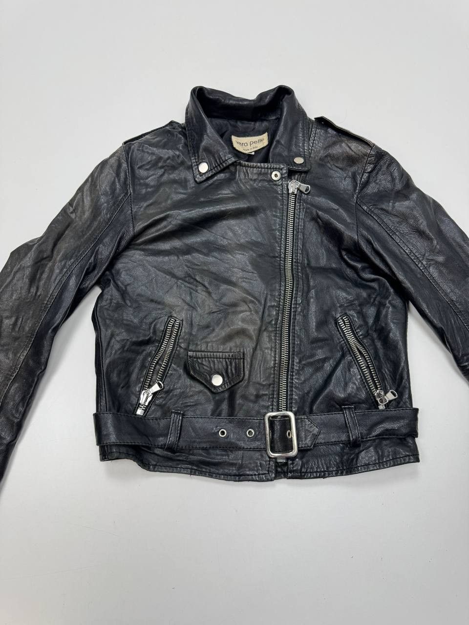 Vera Pelle Vera Pelle Italy Vintage Black Leather Biker Jacket Size S / US 4 / IT 40 - 2 Thumbnail