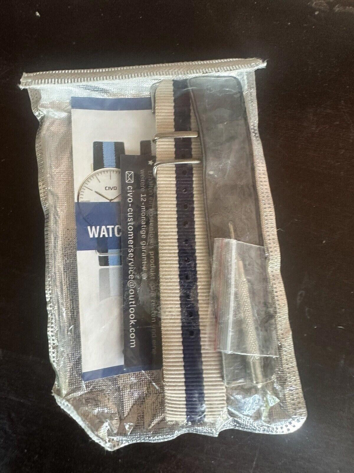 Designer Civo NATO Watch and Kit 22 Mm Cream Blue Size ONE SIZE - 2 Thumbnail