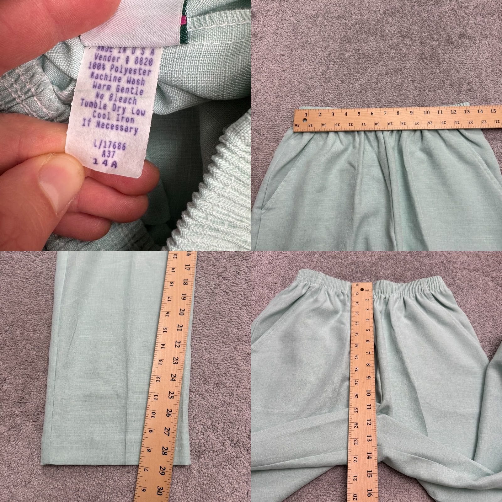 Haband VINTAGE Haband Dress Pants Women's 14 Light Green Straight Leg Pull On Size 36" / US 14 / IT 50 - 8 Thumbnail