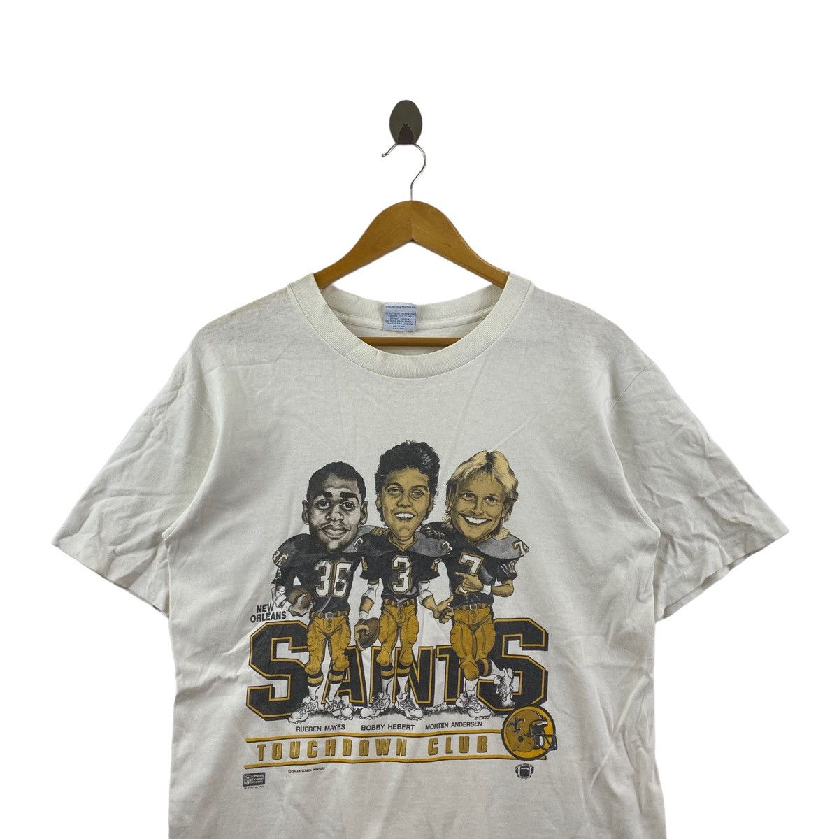 NFL Vintage 80s 1987 NEW ORLEANS SAINTS NFL Salem USA White Size US M / EU 48-50 / 2 - 2 Thumbnail