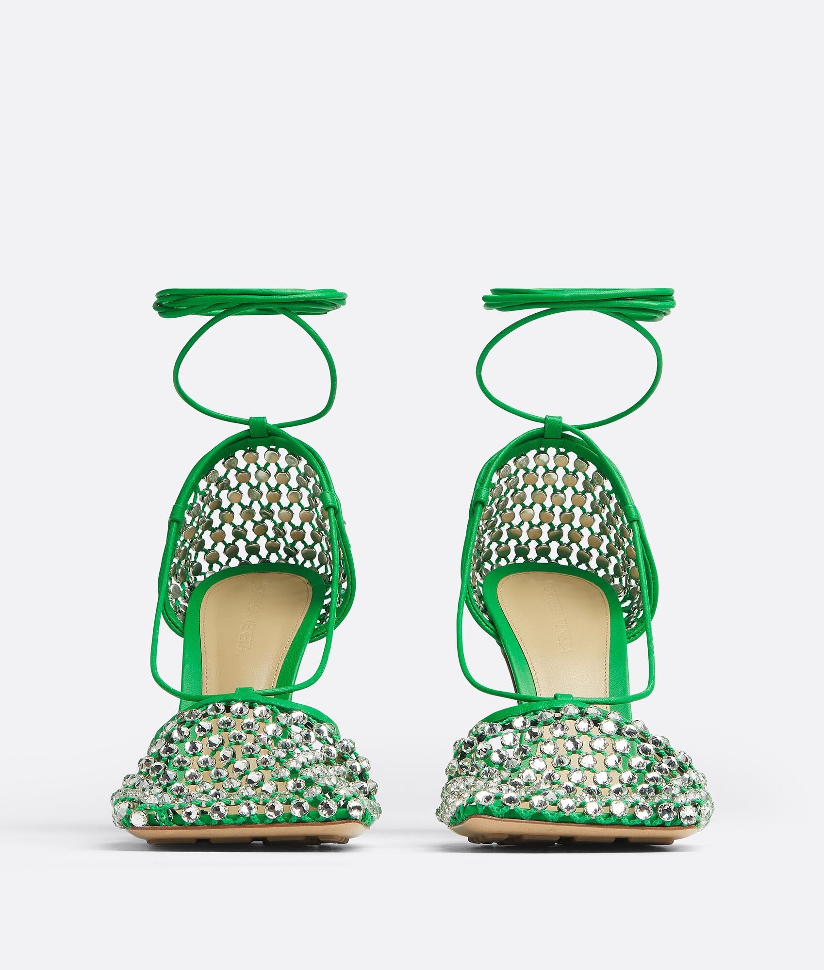 Bottega Veneta o1bcso1str0425 Sparkle Stretch Sandals in Parakeet/Crystal Size US 9 / IT 39 - 2 Thumbnail