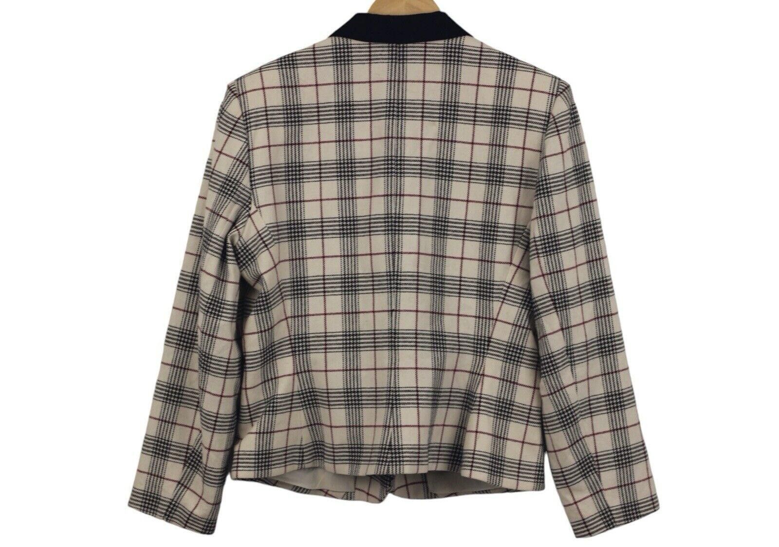 Subtle Le Nguyen VTG Le Suit 80s Cream Black Wine Houndstooth Plaid Blazer 14 Size XL / US 12-14 / IT 48-50 - 5 Thumbnail