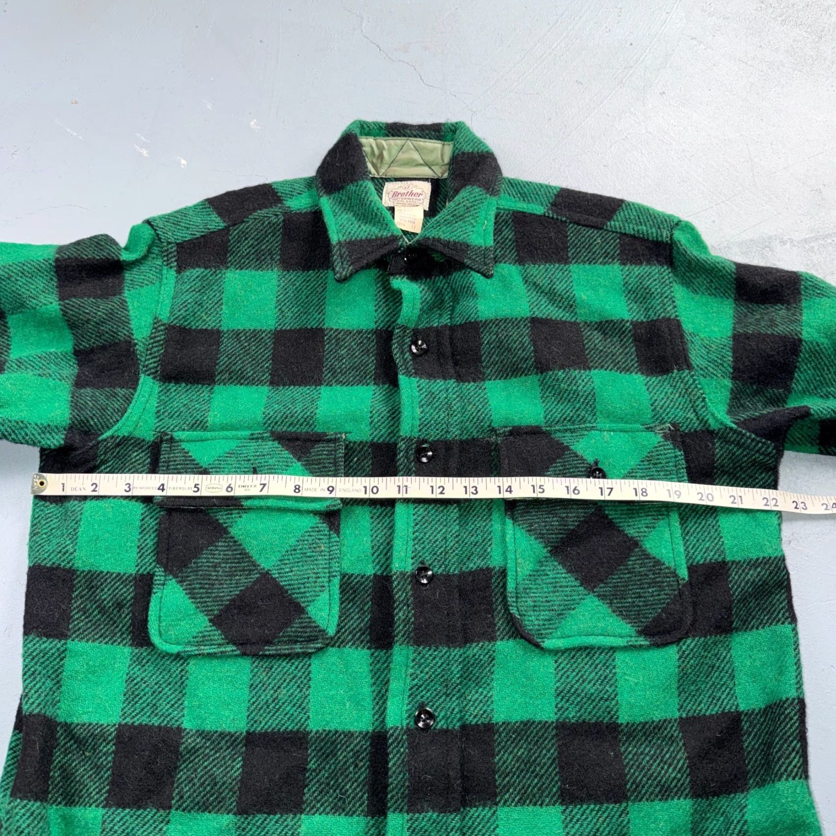 Vintage VINTAGE Five Brother Button-Down Shirt Buffalo Plaid Wool Green 1950s Rockabilly Mens L Casual Long Sleeve Flannel Size US L / EU 52-54 / 3 - 6 Thumbnail