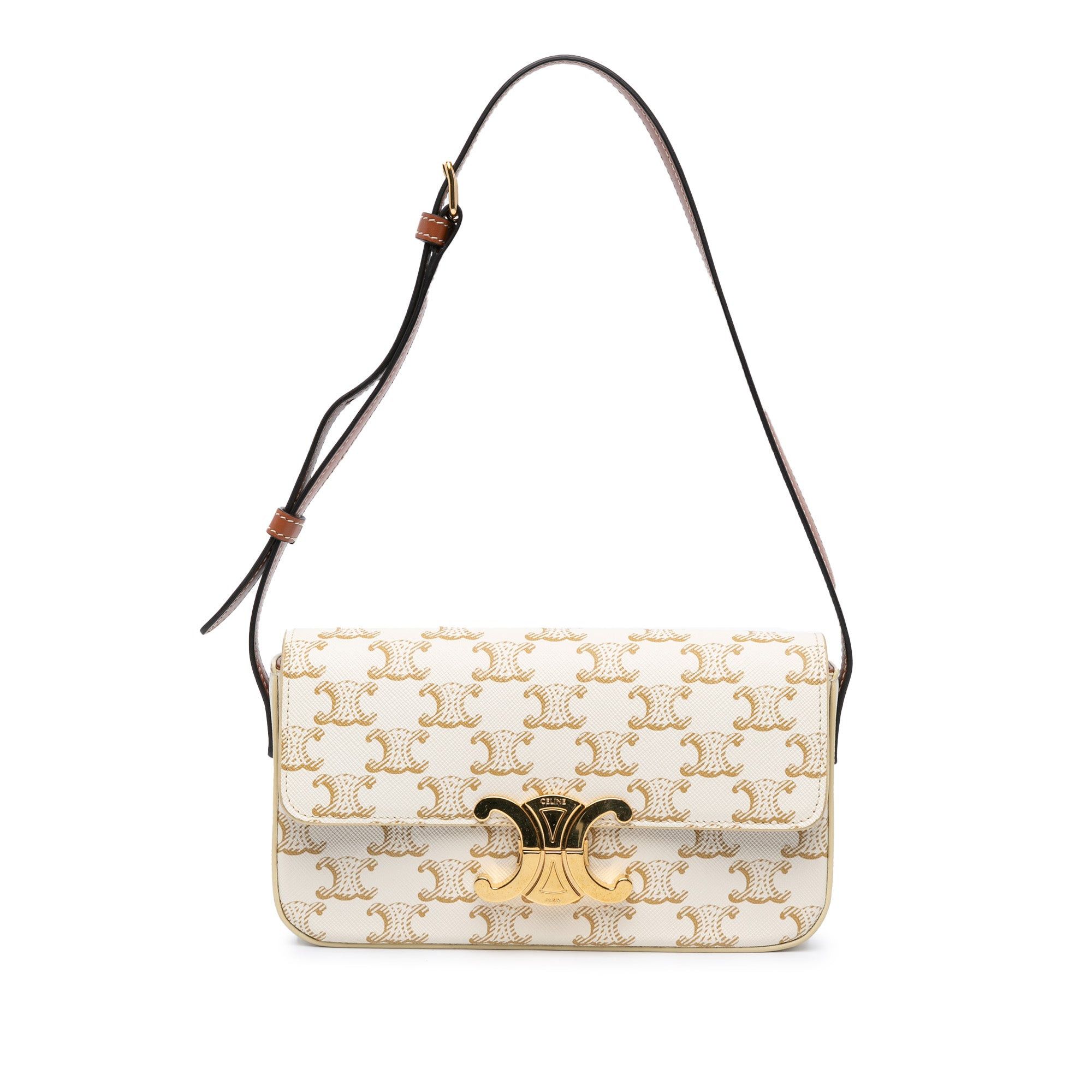 Celine Celine Triomphe Coated Canvas Claude Shoulder Bag White Size ONE SIZE - 1 Thumbnail