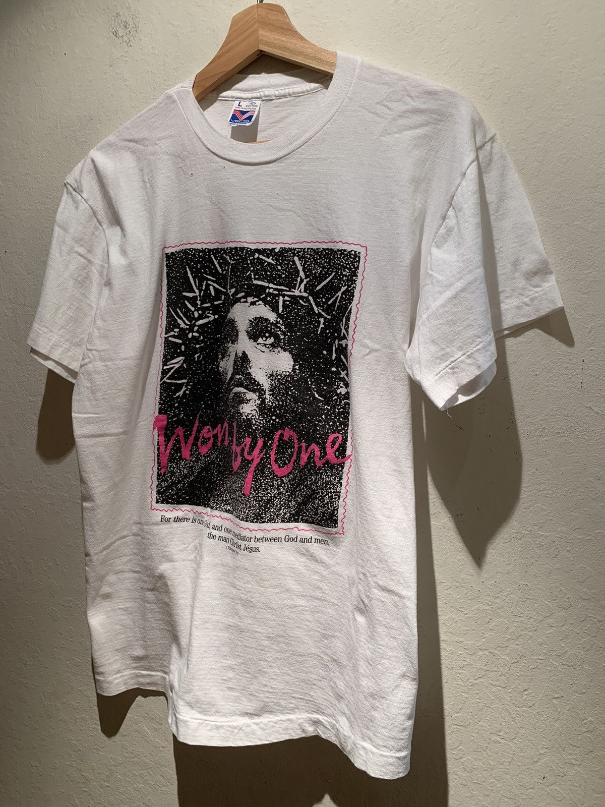 Vintage RARE Vintage Won By One Jesus Christ Art Single Stitch Shirt Size US L / EU 52-54 / 3 - 1 Thumbnail