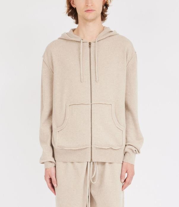 Maison Margiela o1bcso1str0526 Wool & Cashmere Zip Hoodie in Beige Size US XL / EU 56 / 4 - 1 Thumbnail