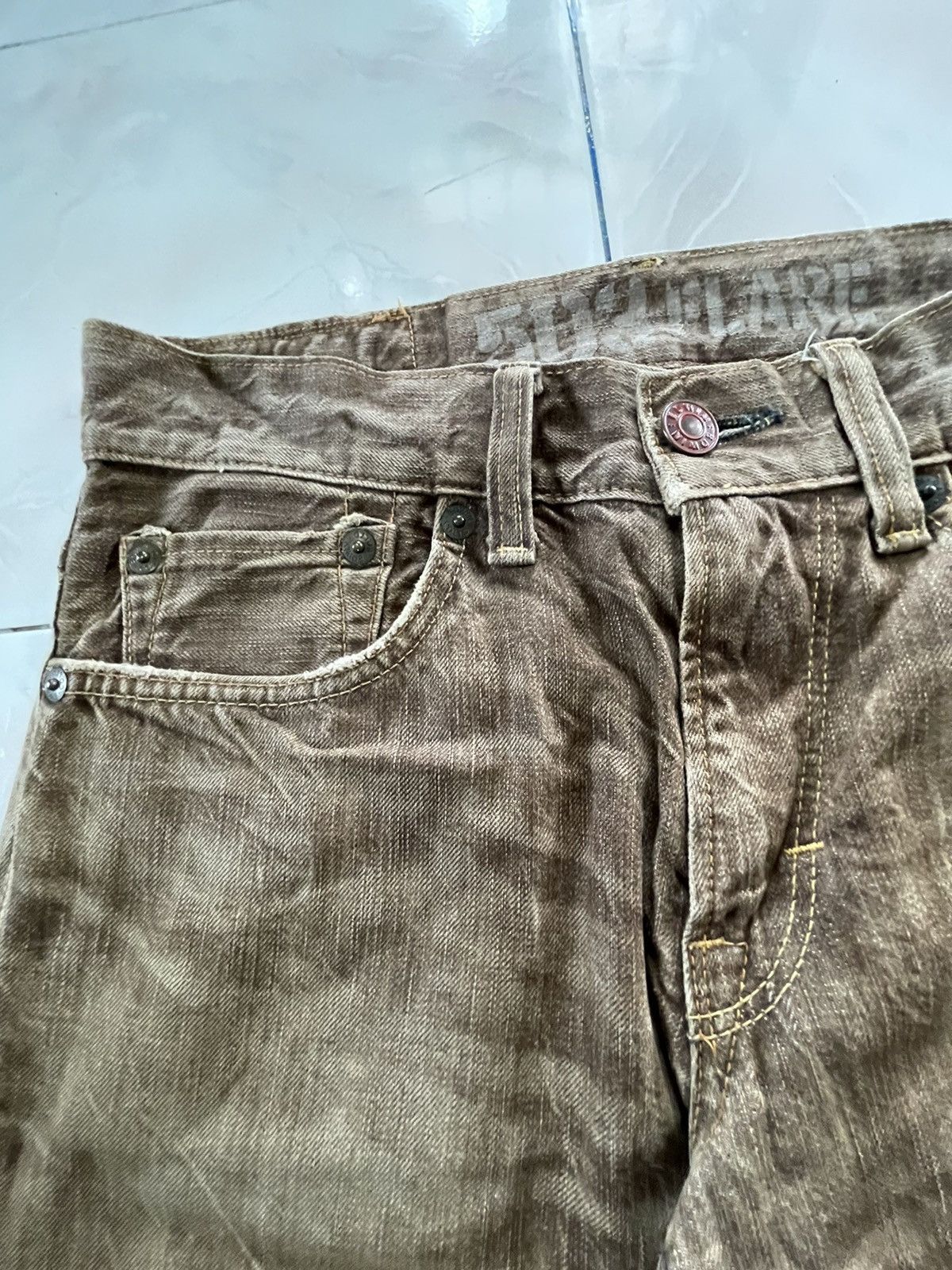 Edwin × Le Grande Bleu (L.G.B.) × Vintage Vintage Edwin 503 Flare Brown Faded Whiskers Man Jeans Size US 31 - 10 Thumbnail