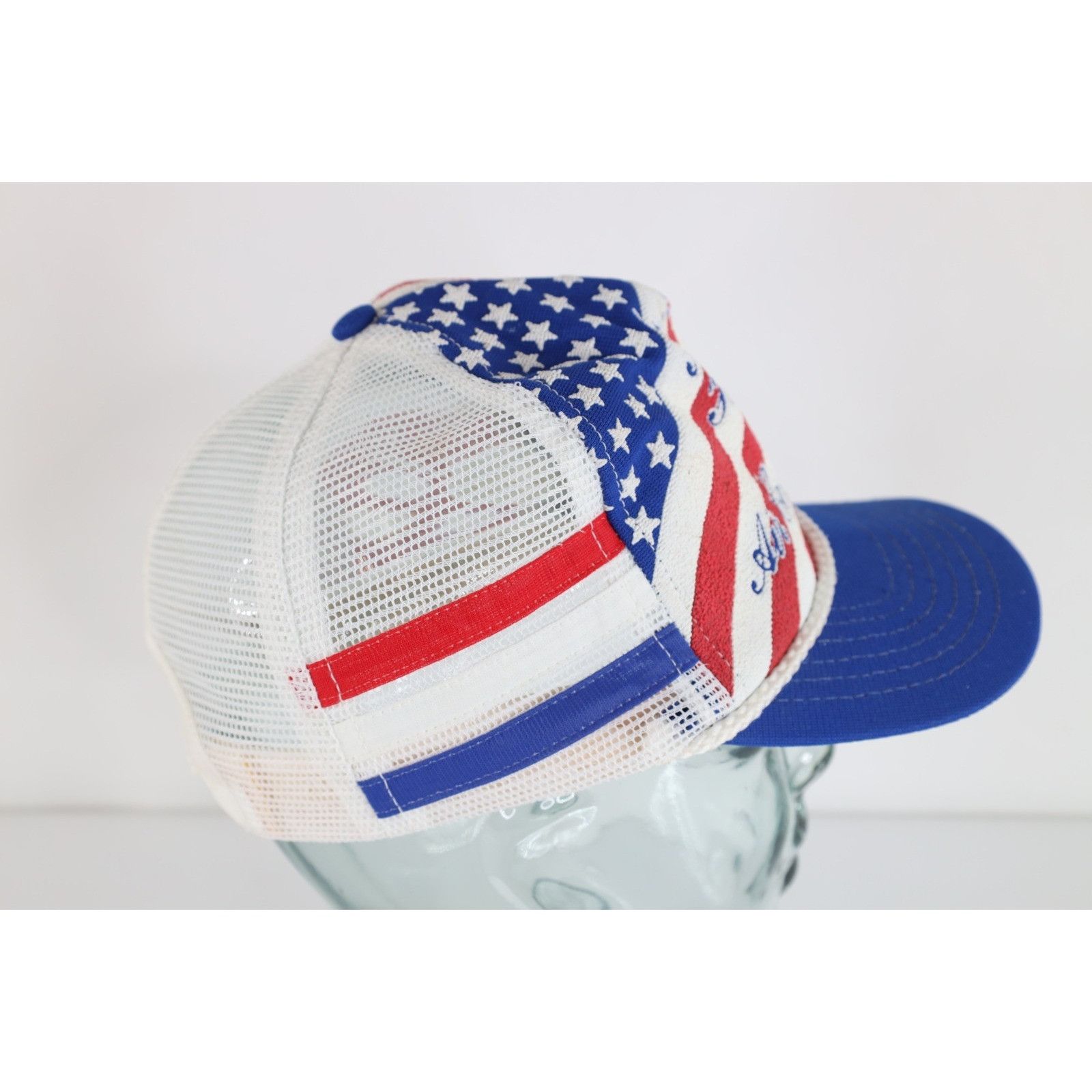 Vintage 70s 80s 3 Stripes Heating AC Flag Trucker Hat
