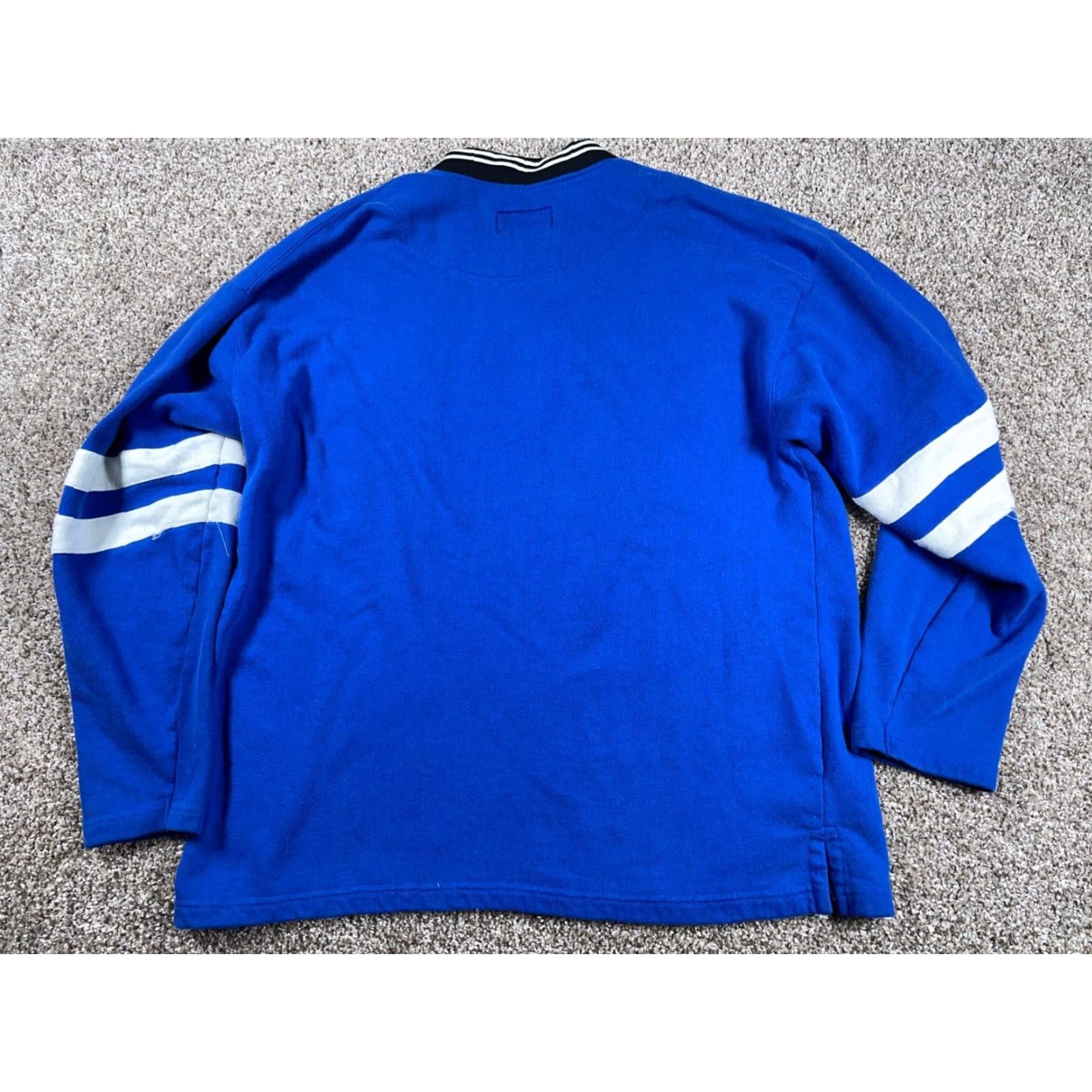 Vintage VINTAGE 90s PREPPY Striped Sleeve V-Neck Sweatshirt Adult XL Blue Lightweight Shirt Mens Size US XL / EU 56 / 4 - 2 Thumbnail