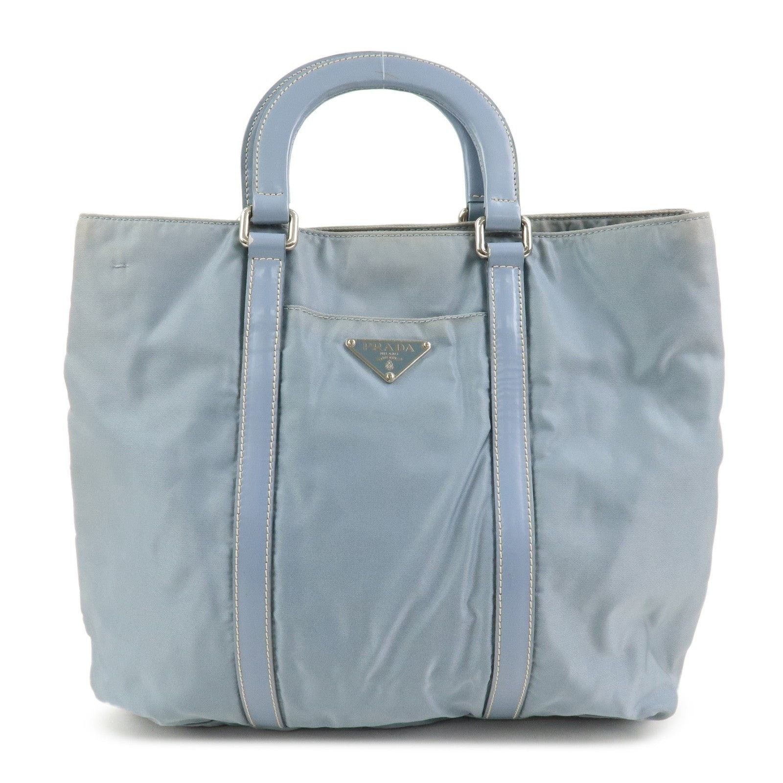 Prada Prada Triangle Logo Nylon Tote Blue Size ONE SIZE - 1 Thumbnail