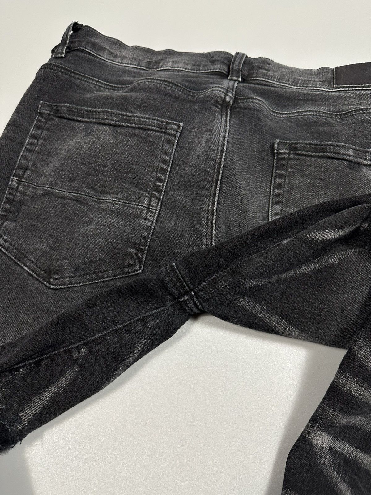 Amiri Amiri MX1 Distressed Ripped Wool Patch Black Denim Jeans Size US 34 / EU 50 - 8 Thumbnail