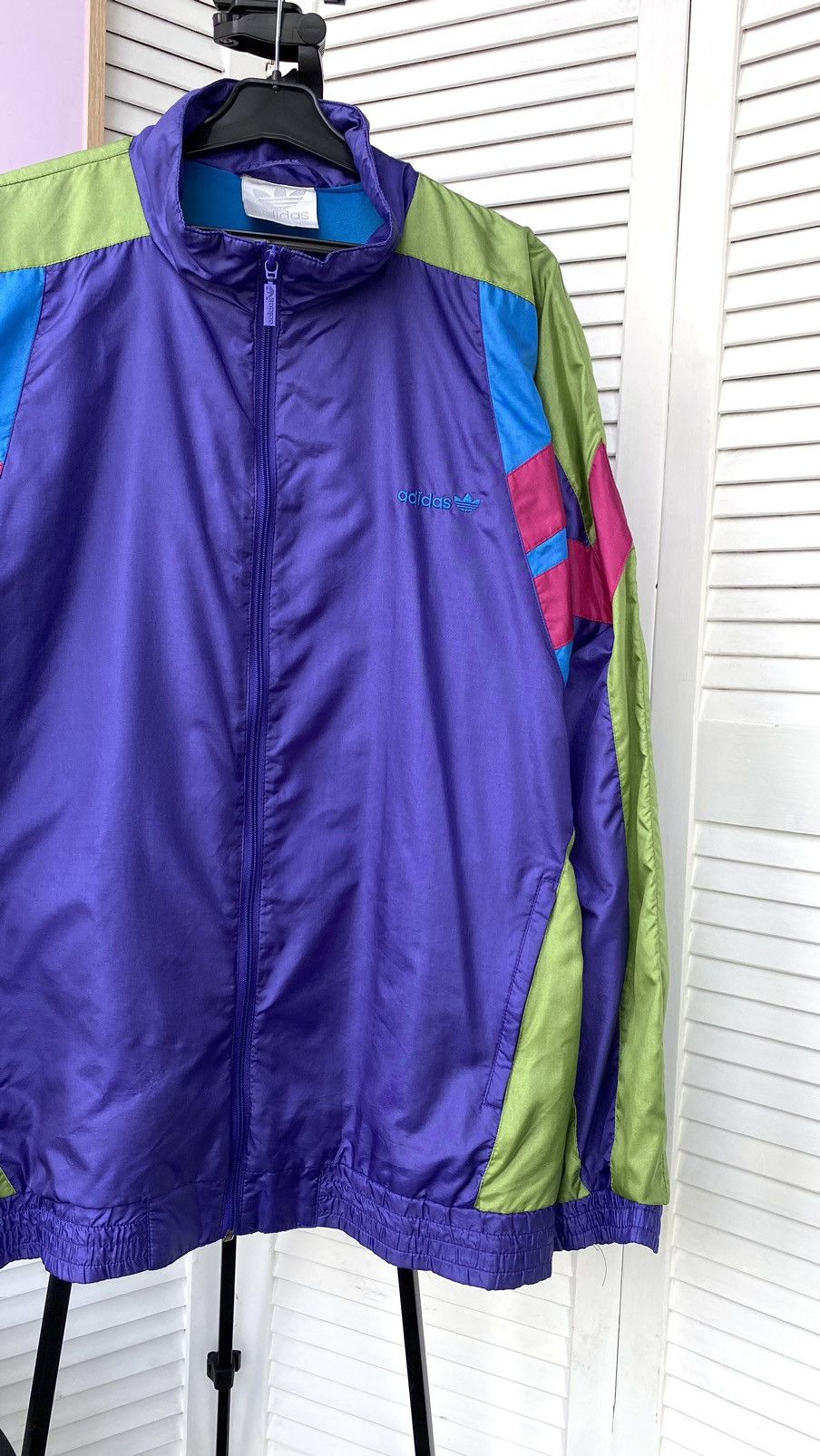 Adidas × Vintage Vintage Adidas Track Retro Jacket Nylon 90s Purple Size US XL / EU 56 / 4 - 3 Thumbnail
