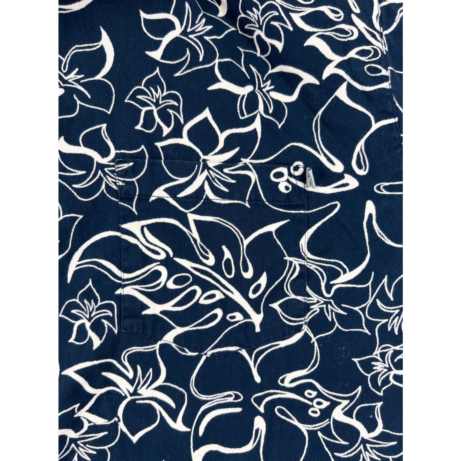 Vintage Island Tropics Button-Up Shirt Adult Large Blue Floral Palm Pattern Cotton Hawaiian Size US 33 - 6 Thumbnail