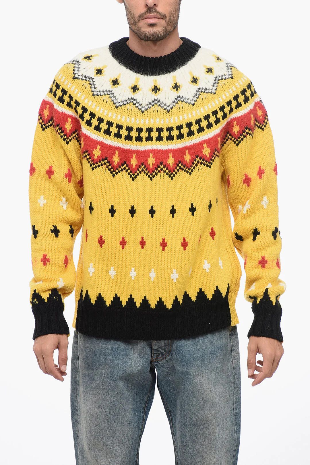 Moncler og1mm0426 Crewneck Wool-Blend Sweater in Yellow Size US M / EU 48-50 / 2 - 1 Thumbnail