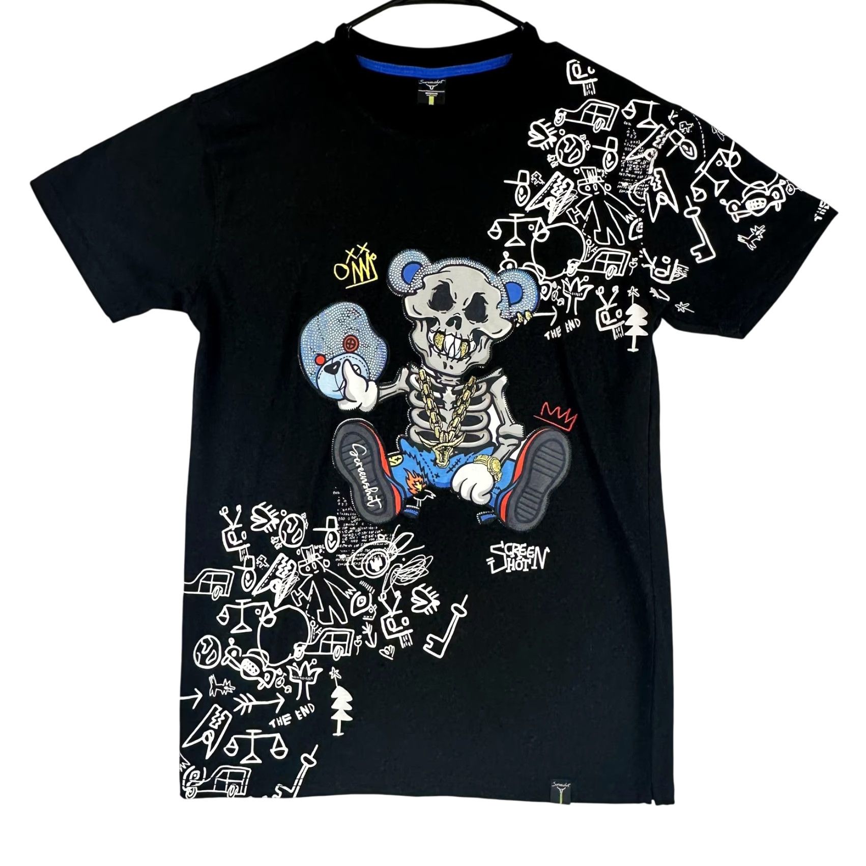 Vintage Screenshot Shirt Mens Medium Black Graphic Skeleton Bear Streetwear Urban Art Tee Size US M / EU 48-50 / 2 - 2 Thumbnail