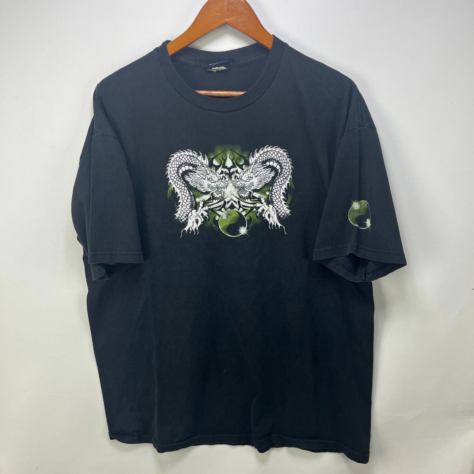 Vintage Vintage Dragon Green Flame Skater Y2K Baggy T Shirt XL 2XL Size US XL / EU 56 / 4 - 1 Thumbnail