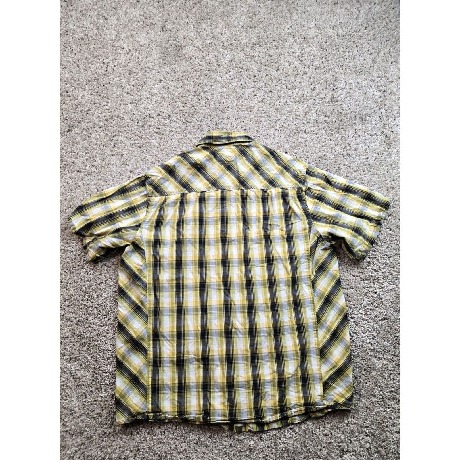 Prana prAna Shirt Large Mens Yellow Plaid Short Sleeve Cotton Pocket Front Button Up Size US L / EU 52-54 / 3 - 5 Thumbnail