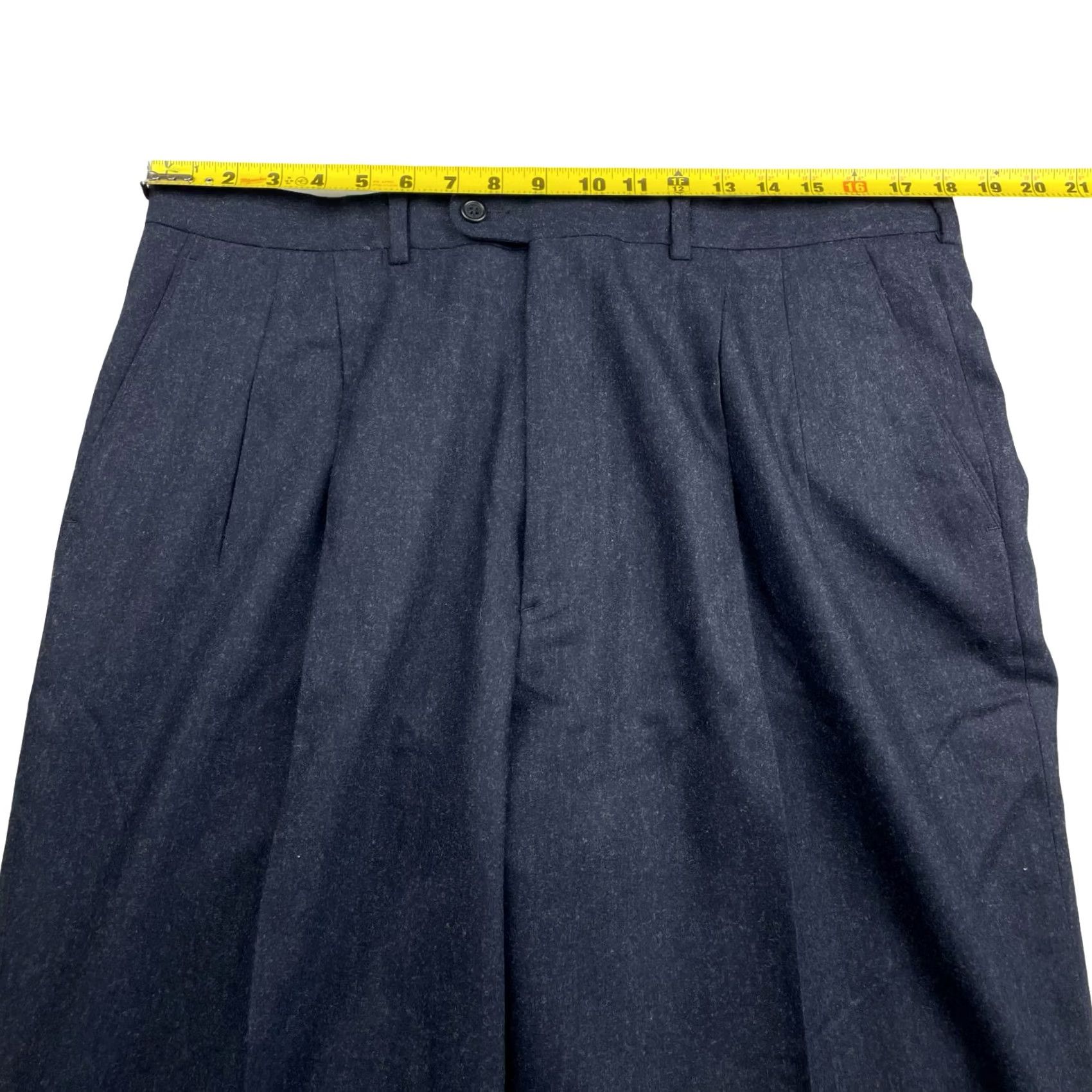 Vintage Dunhill Men’s 100% Wool Flannel Flat Front Dress Pants Navy Blue Italy 36x30 Jeans? Size US 36 / EU 52 - 7 Thumbnail
