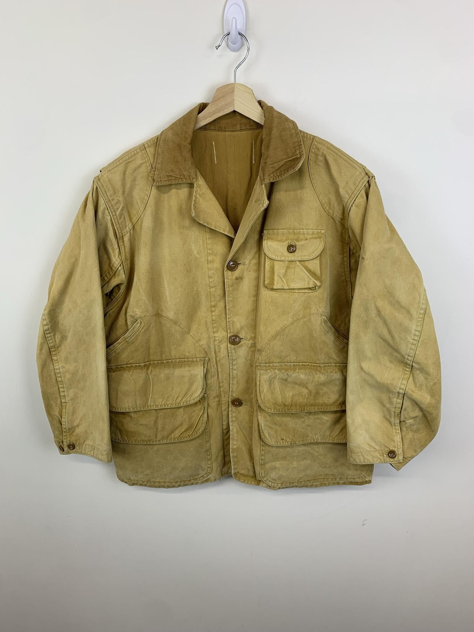 image of Carhartt x Vintage vintage 80's Distressed Tan Canvas Cord Collar Jacket, Men's (Size XL)