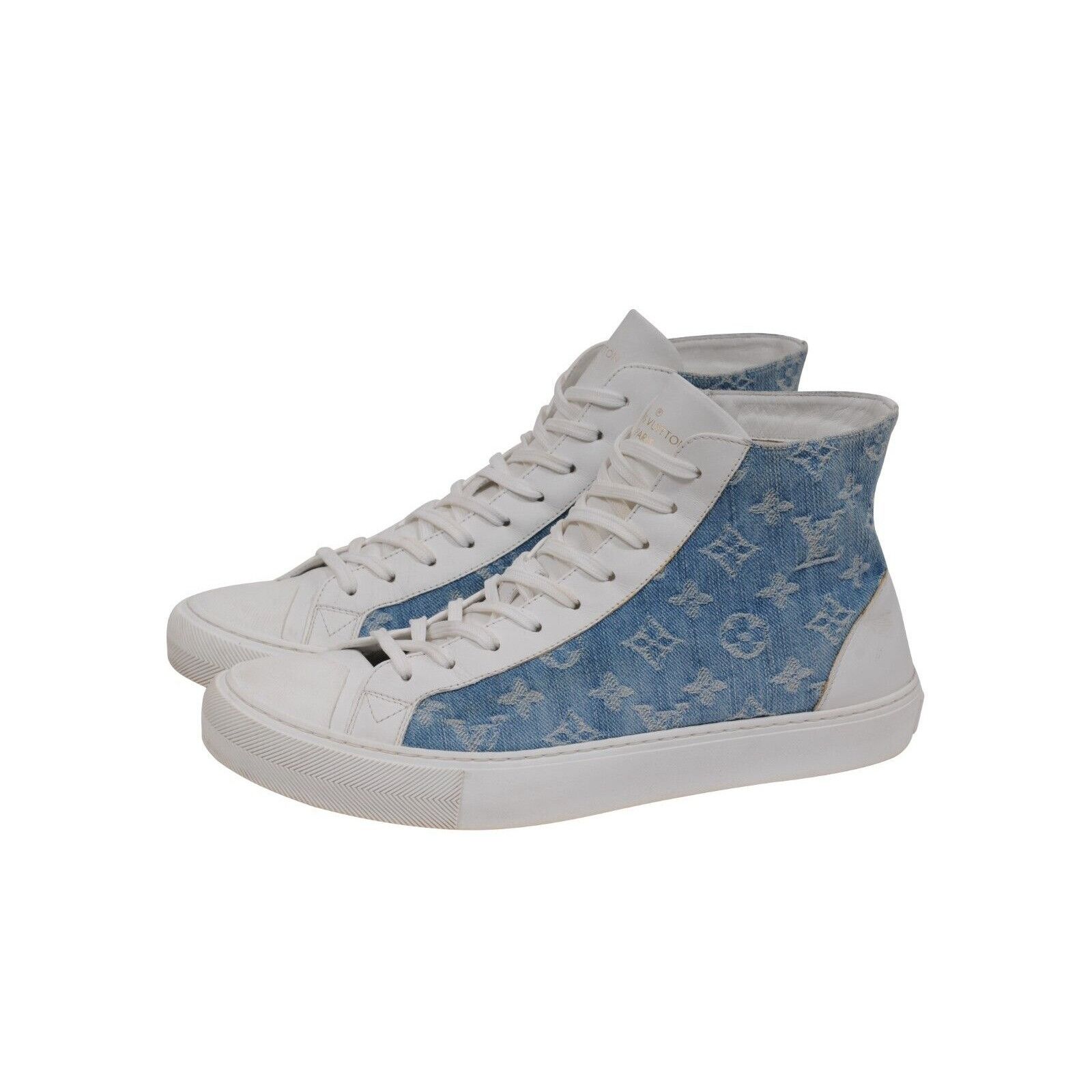 Louis Vuitton White Blue Denim LV Tattoo High Top Sneakers - 01897 Size US 9 / EU 42 - 4 Thumbnail