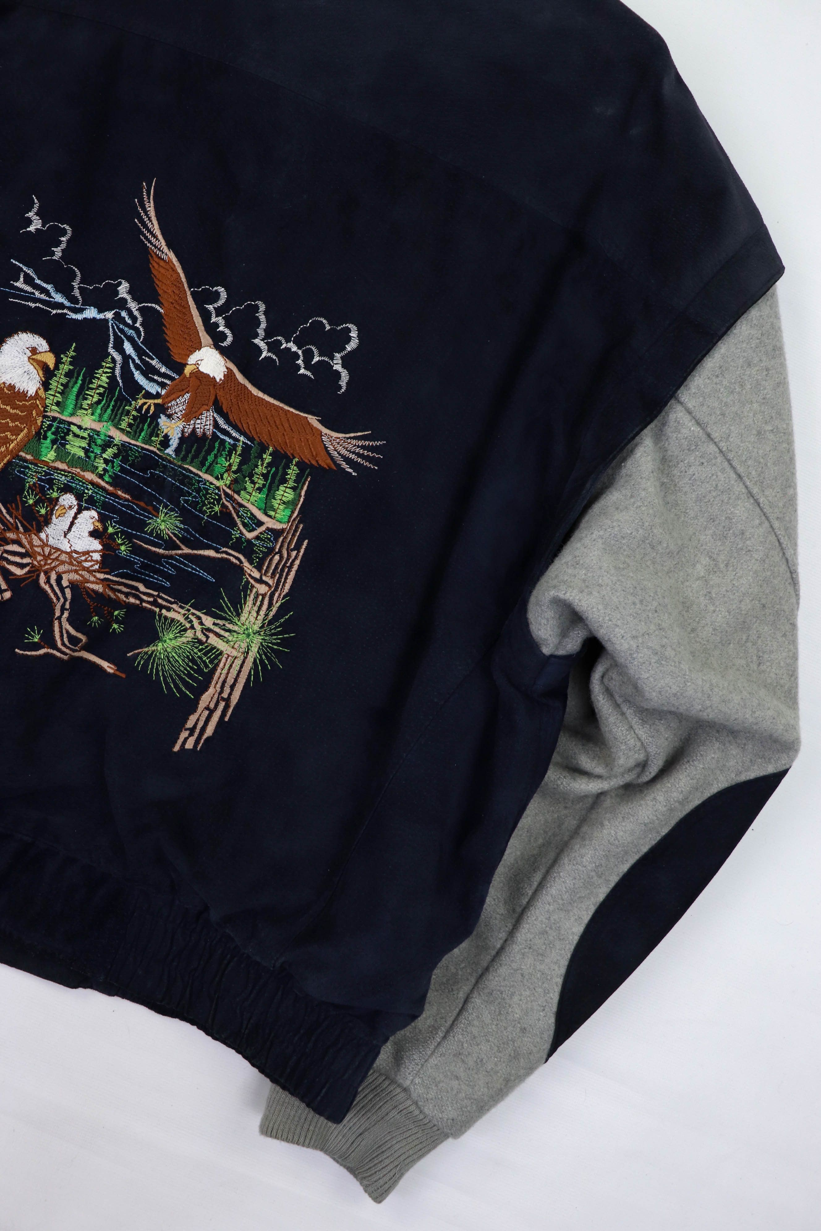 Vintage 90s Vintage Peerless Garments SuedeWool Embro Varsity Jacket Size US XL / EU 56 / 4 - 11 Thumbnail