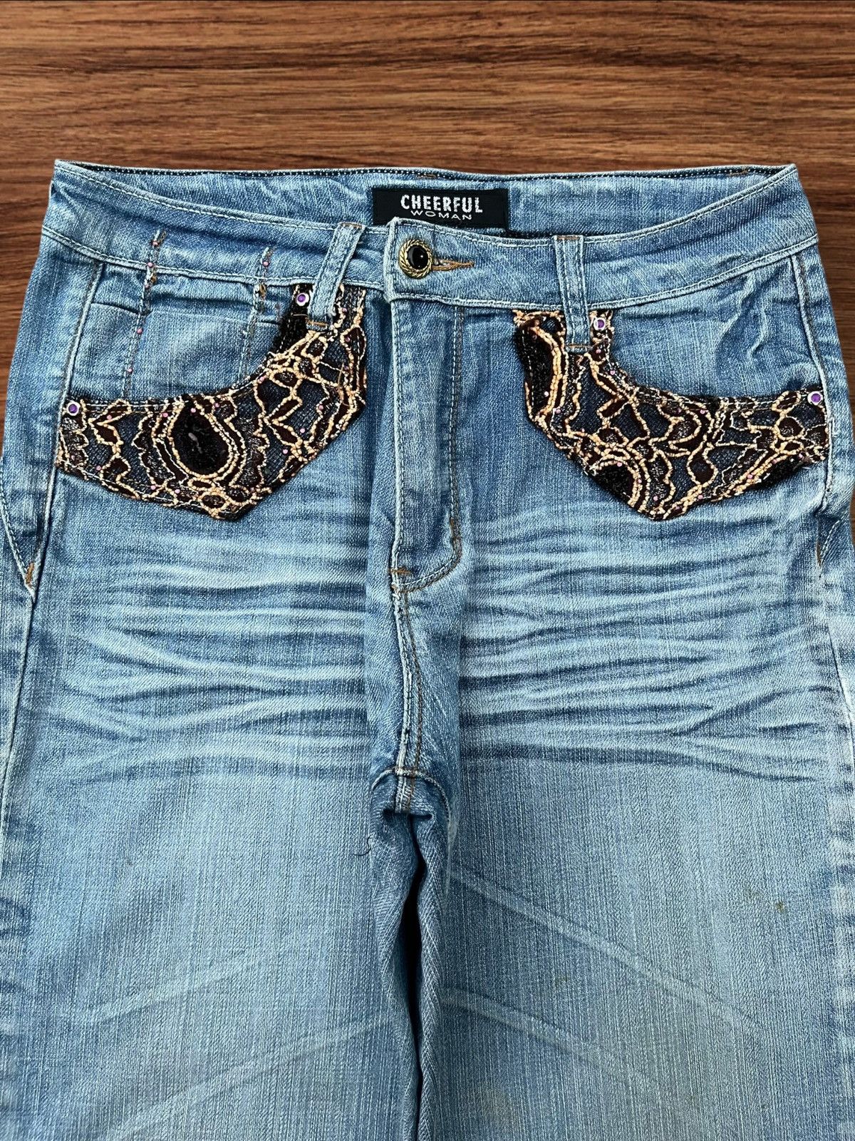 Japanese Brand Vintage Japanese Brand Snake Design Pocket Wide Flare Jeans Size 28" / US 6 / IT 42 - 3 Thumbnail