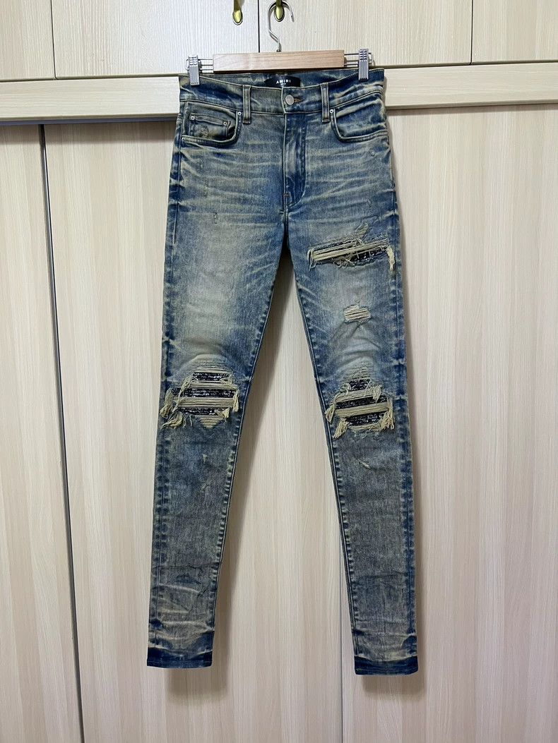 Amiri Amiri 18FW Camellia Patchwork Blue jeans Size US 29 - 1 Thumbnail