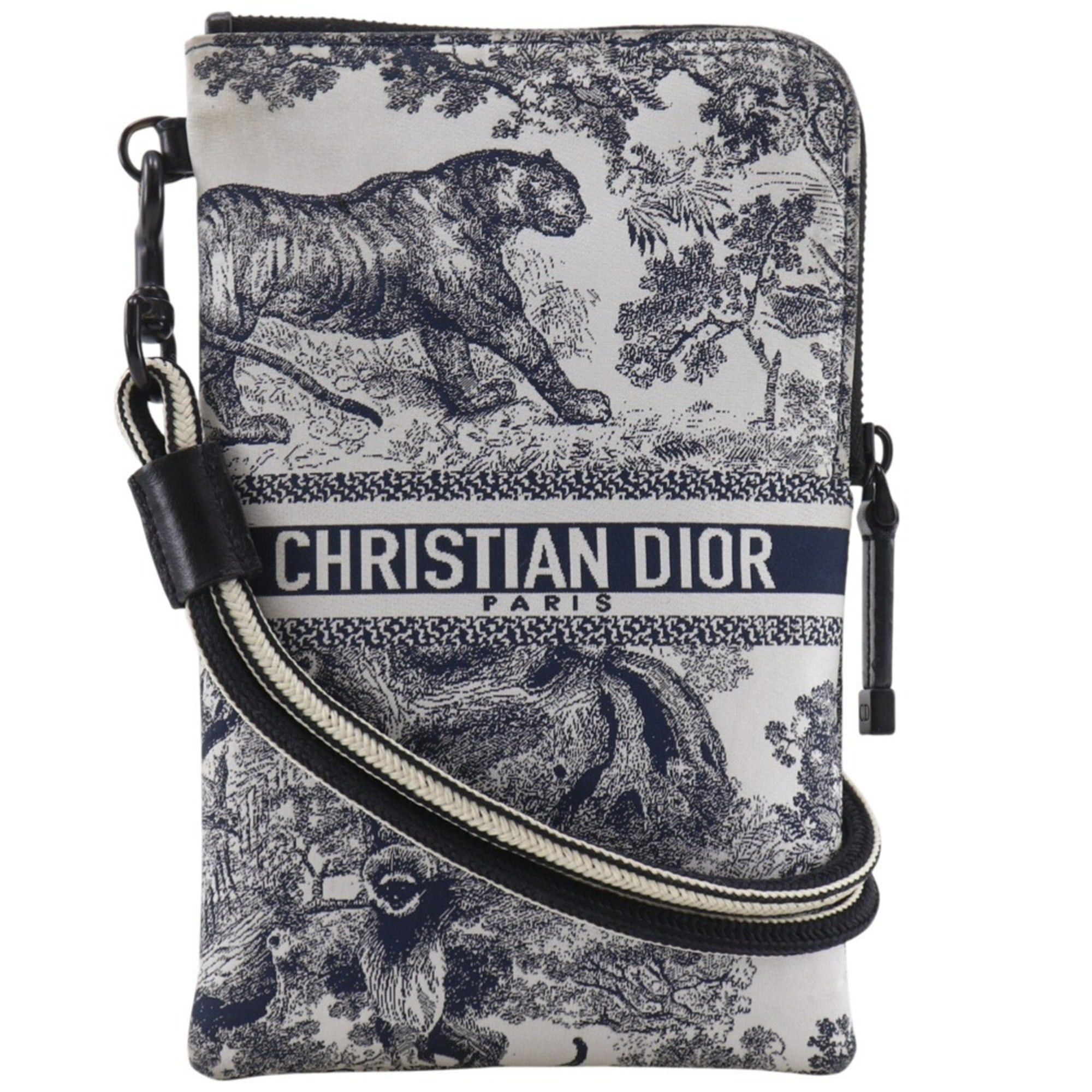 Dior Christian Dior Travel Multifunction Shoulder Bag Toile de Jouy Pouch Nylon Black/White Zipper Women's Size ONE SIZE - 1 Thumbnail