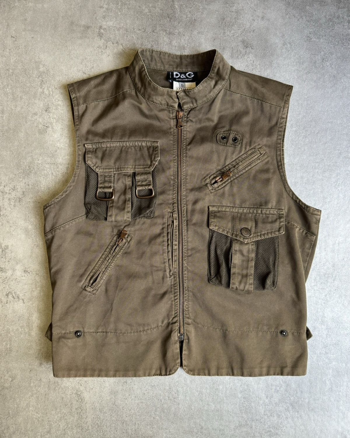 Archival Clothing Dolce Gabbana SS2003 Dolce Gabbana Sleeveless Olive Cargo Combat Jacket Grailed