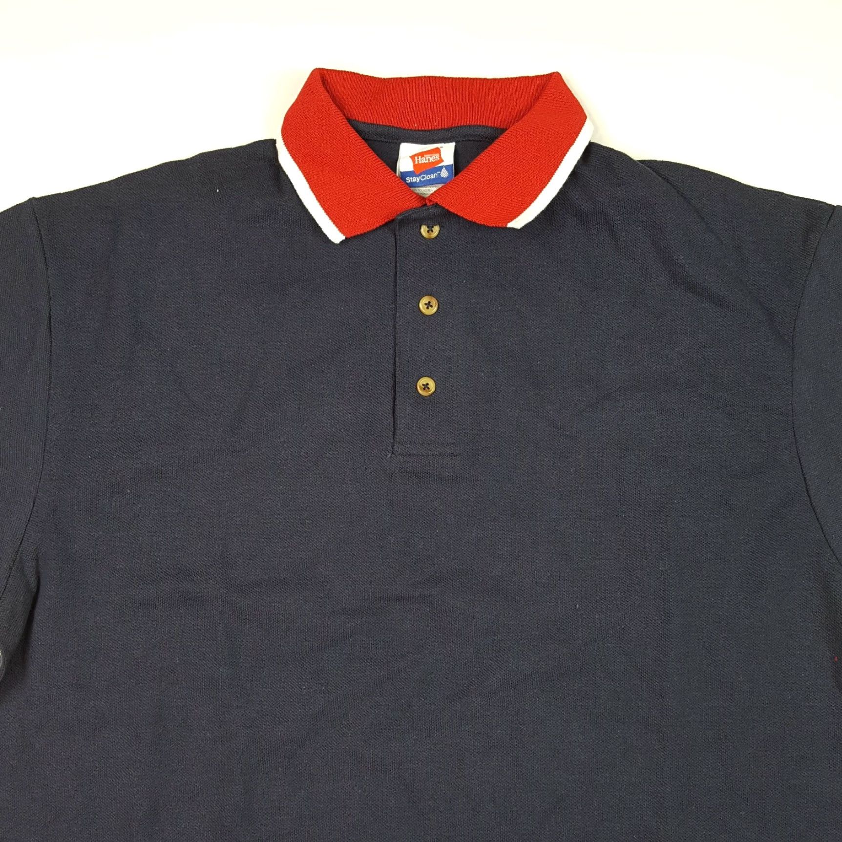 Hanes VINTAGE Hanes Navy Blue Polo Shirt Men M Short Sleeve 90s Casual Retro Size US M / EU 48-50 / 2 - 2 Thumbnail