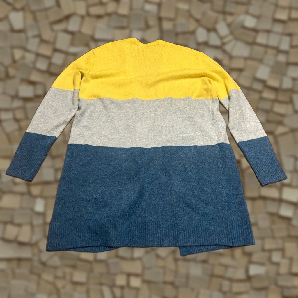 Vintage A New Day Sweater Cardigan Women's Medium Yellow Blue Gray Open Casual Mens? Size M / US 6-8 / IT 42-44 - 1 Thumbnail