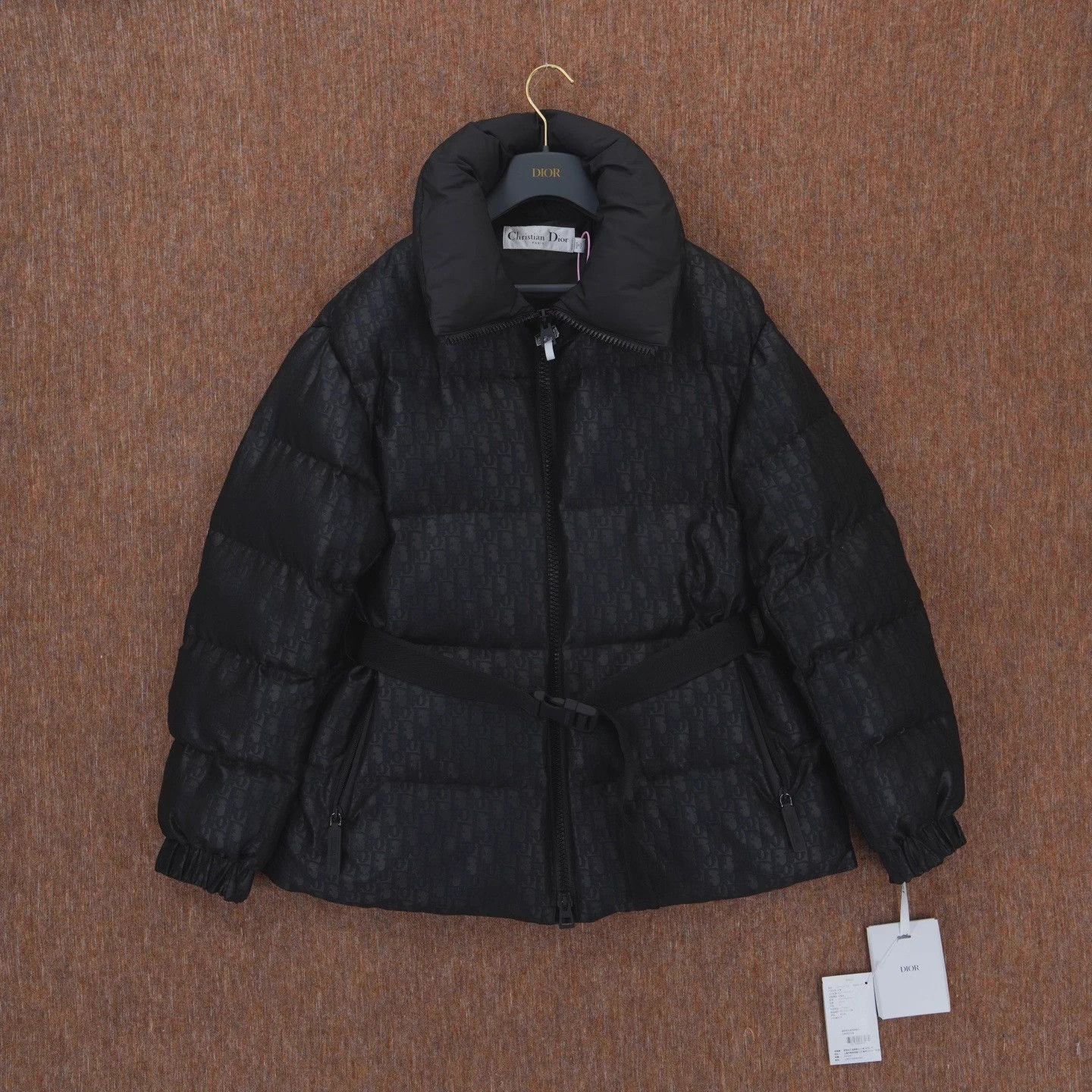 Dior Alpine all-over monogram cinched waist down jacket 42