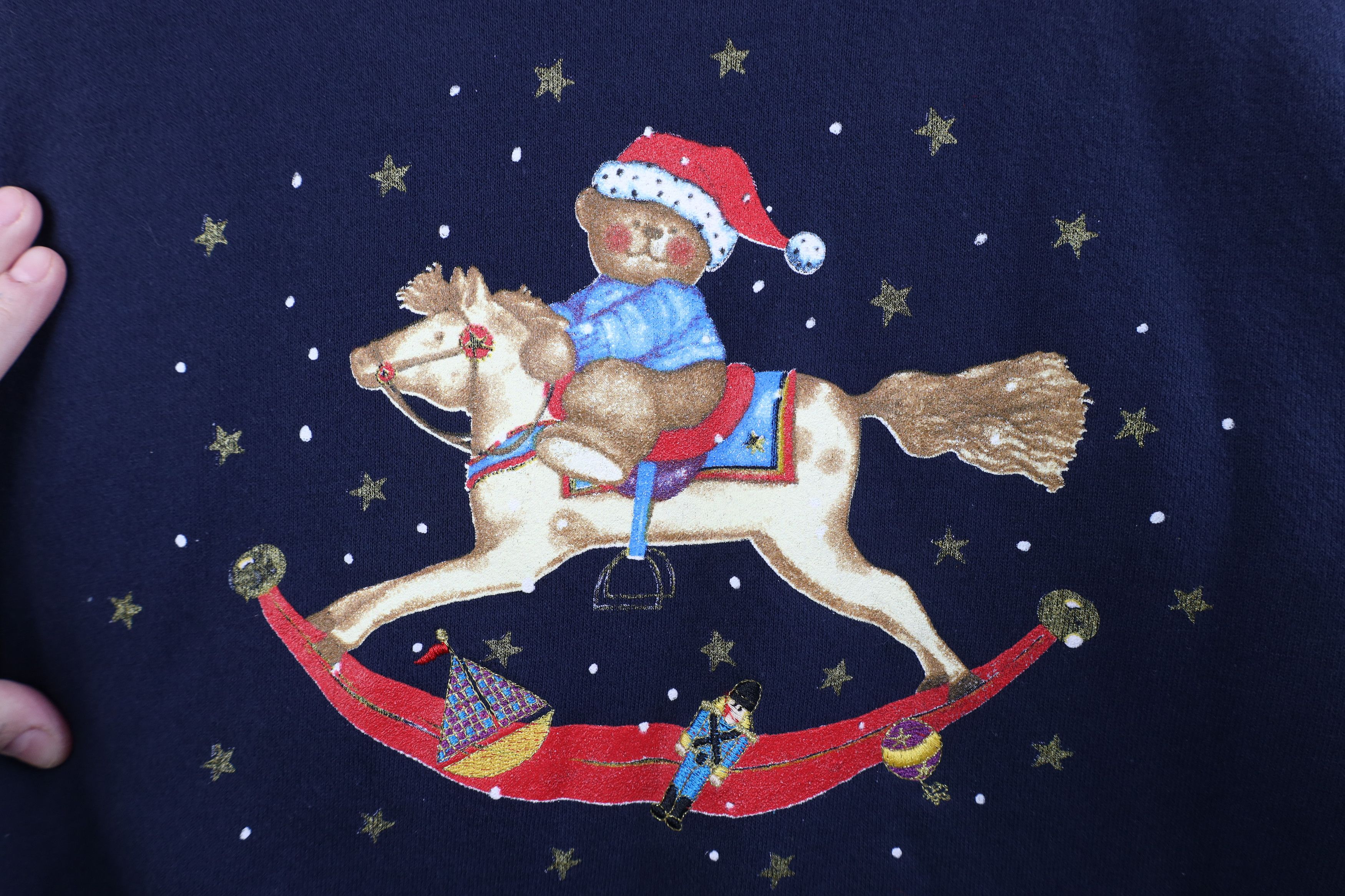 Vintage Vintage 90s Streetwear Christmas Horse Sweatshirt USA Size L / US 10 / IT 46 - 4 Thumbnail