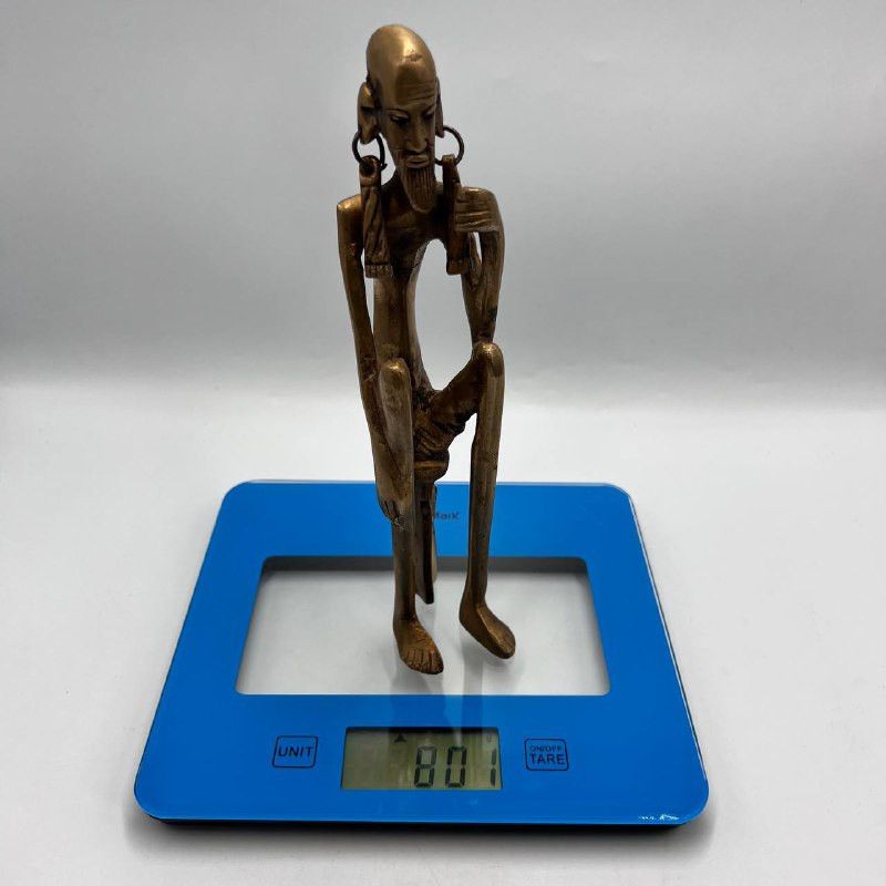Vintage Antique Bronze African Man Figurine – Tribal Brass Statue Size ONE SIZE - 6 Thumbnail