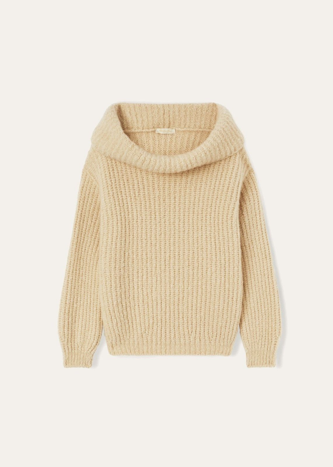 Loro Piana o1srvl11e1125 FAN1842 Wide Cowl Collar Sweater in Beige Size L / US 10 / IT 46 - 1 Thumbnail