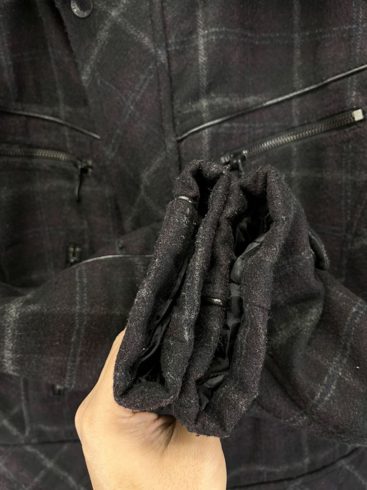 In The Attic Vintage In The Attic Fur Hoodie Shadow Plaid Wool Jacket Size M / US 6-8 / IT 42-44 - 11 Thumbnail