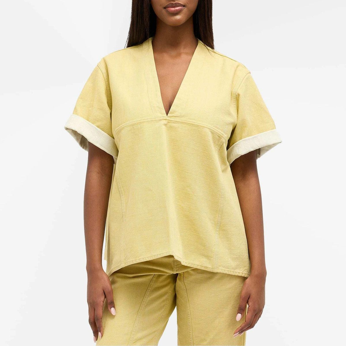 Jil Sander o1y1025 Denim Short Sleeves Shirt in Mustard Size XS / US 0-2 / IT 36-38 - 2 Thumbnail