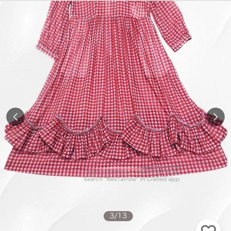 Comme des Garcons Comme Des Garcons Red vintage checkered lace trimmed dress Size XS / US 0-2 / IT 36-38 - 4 Thumbnail