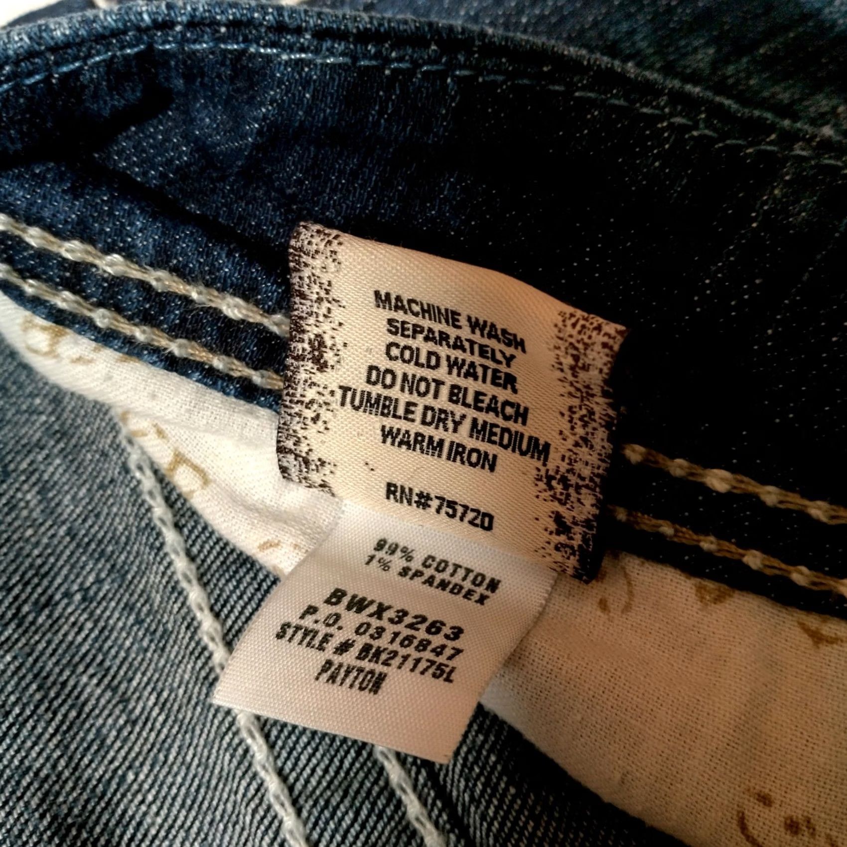 BKE BKE Jeans Woman 32L Denim Bootcut Regular 5-Pocket Blue Whiskering White Stitching Dark Wash Distressed look - Buckle Bke Payton Size 24" / US 00 / IT 34 - 6 Thumbnail