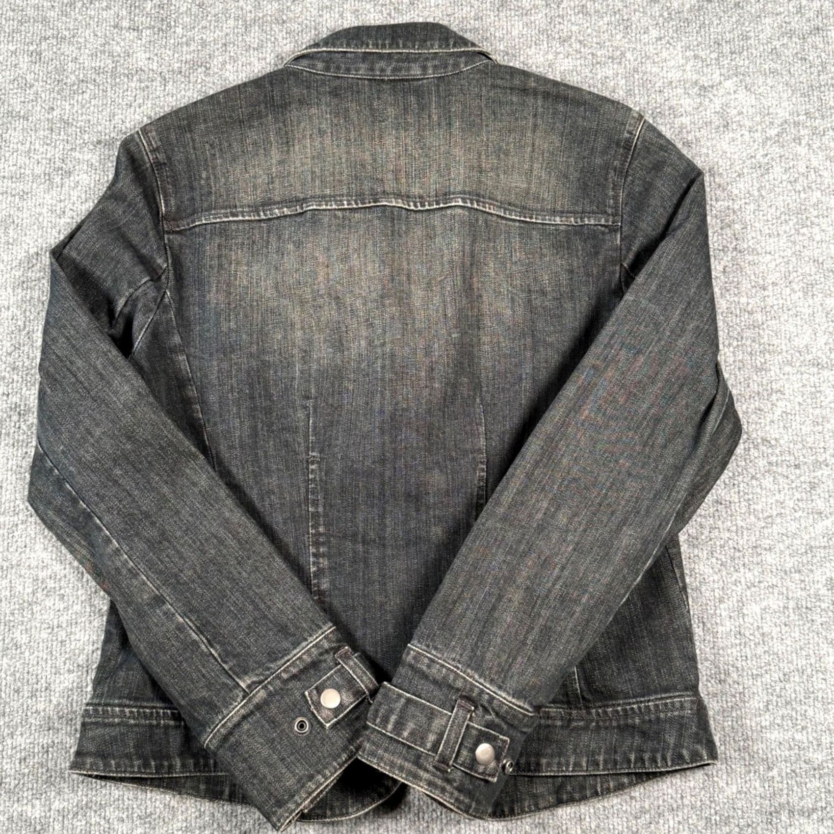 Talbots VINTAGE Talbots Denim Jacket Blazer - 10 Stretch Dark Wash Button Front Short Sleeve Women’s Casual Workwear 90s Retro Y2K Size 32" / US 10 / IT 46 - 2 Thumbnail